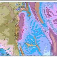 Detailed view of the Mackenzie Mountain geology from the current geological compilation, NWT Open File 2014-01. Credit: NTGS.